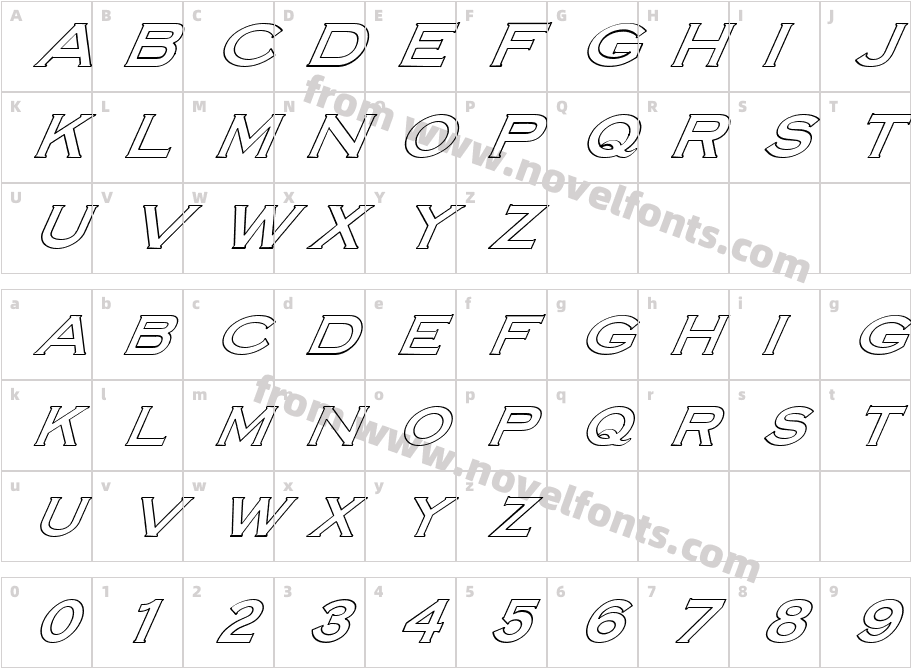 FZ ROMAN 14 HOLLOW ITALICCharacter Map