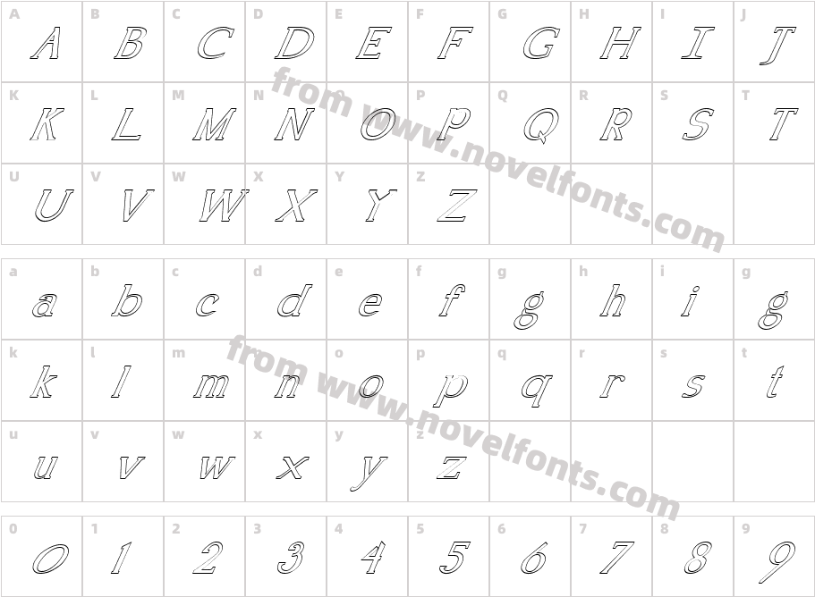 FZ ROMAN 18 HOLLOW ITALICCharacter Map