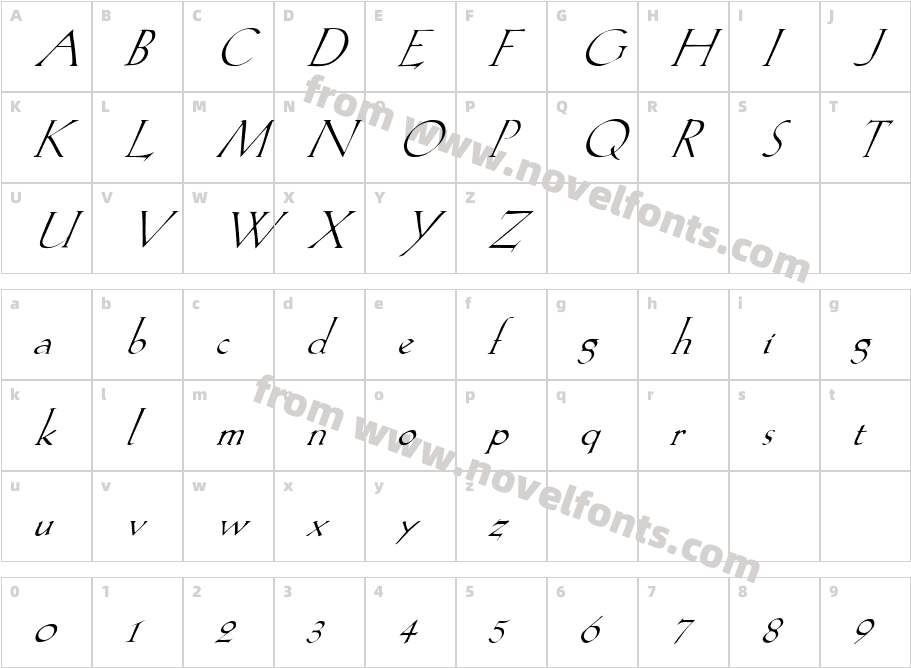 FZ ROMAN 20 ITALICCharacter Map