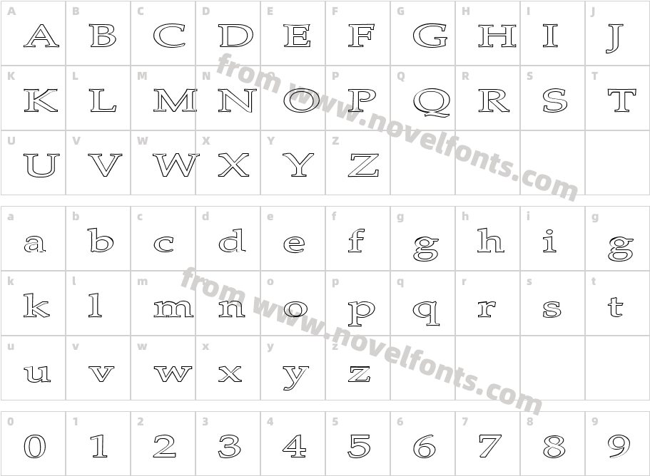 FZ ROMAN 21 HOLLOW EXCharacter Map