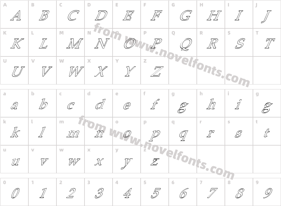 FZ ROMAN 21 HOLLOW ITALICCharacter Map