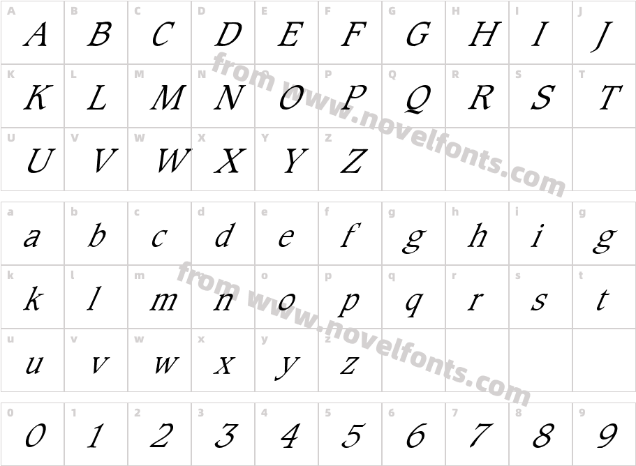 FZ ROMAN 23 ITALICCharacter Map