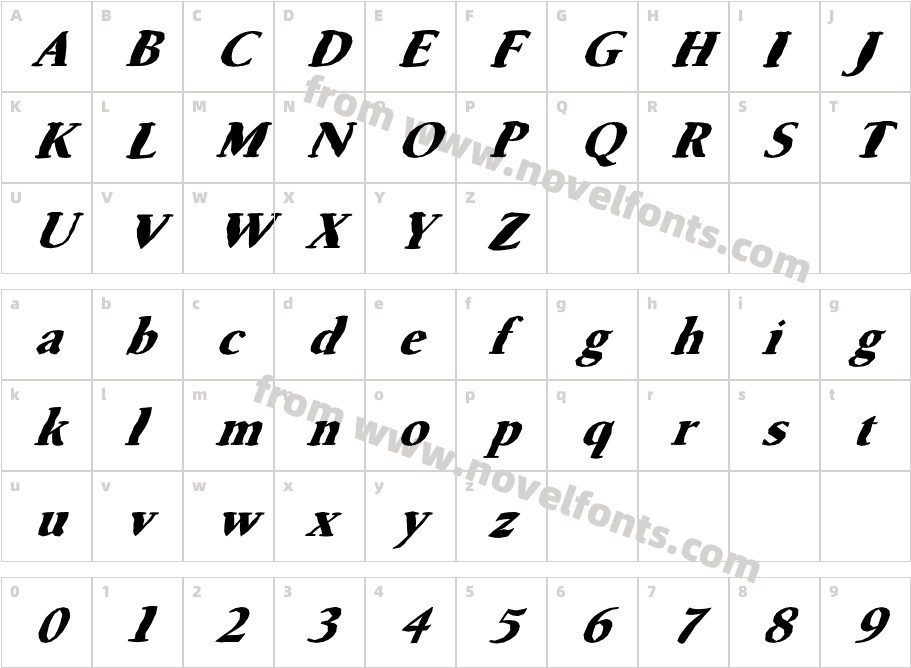 FZ ROMAN 24 MANGLED ITALICCharacter Map