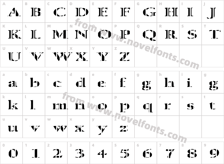 FZ ROMAN 24 STRIPED EXCharacter Map