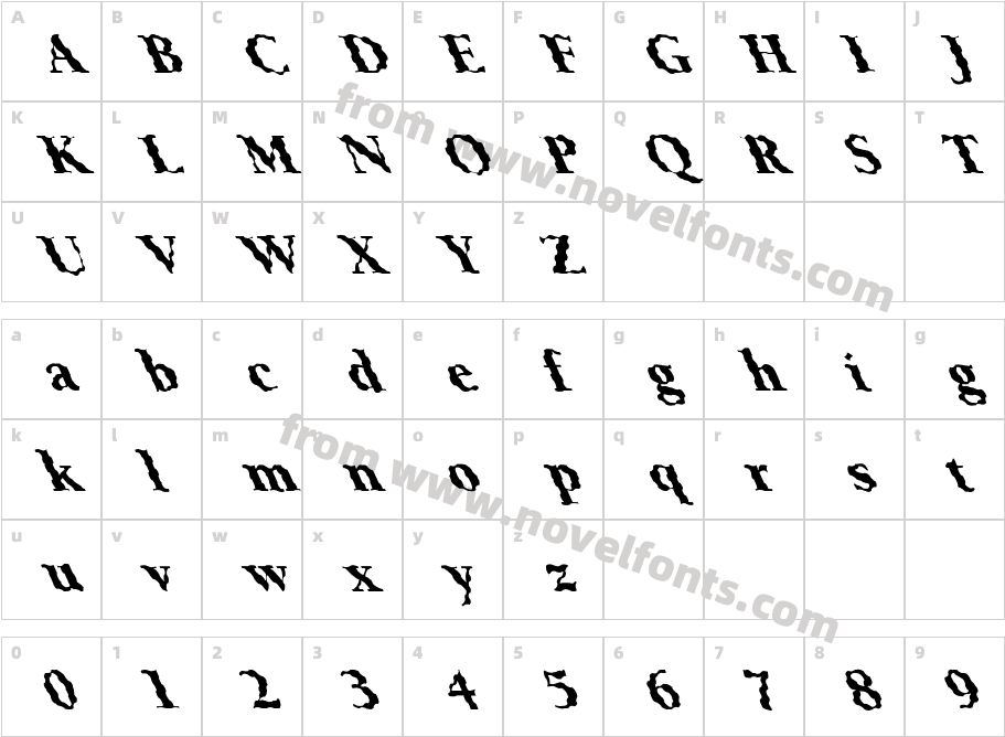 FZ ROMAN 24 WAVEY LEFTYCharacter Map