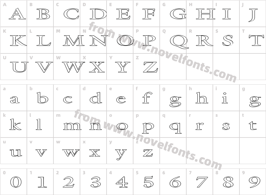 FZ ROMAN 25 HOLLOW EXCharacter Map