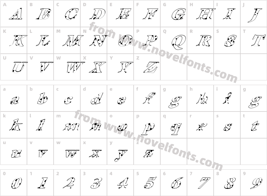 FZ ROMAN 25 SPOTTED ITALICCharacter Map