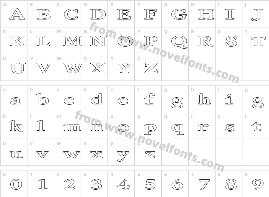 FZ ROMAN 28 HOLLOW EXCharacter Map