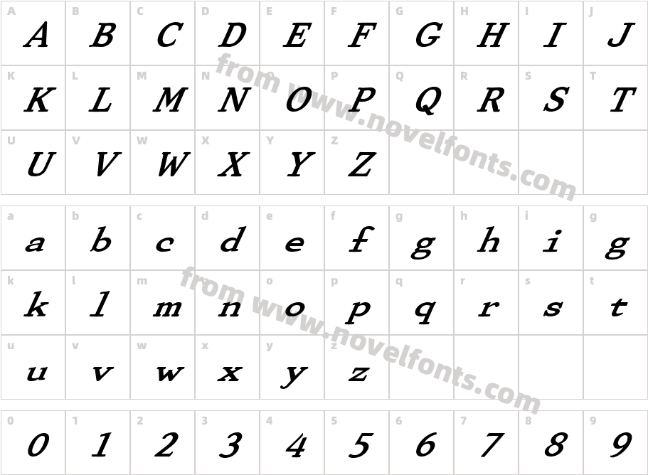 FZ ROMAN 29 ITALICCharacter Map