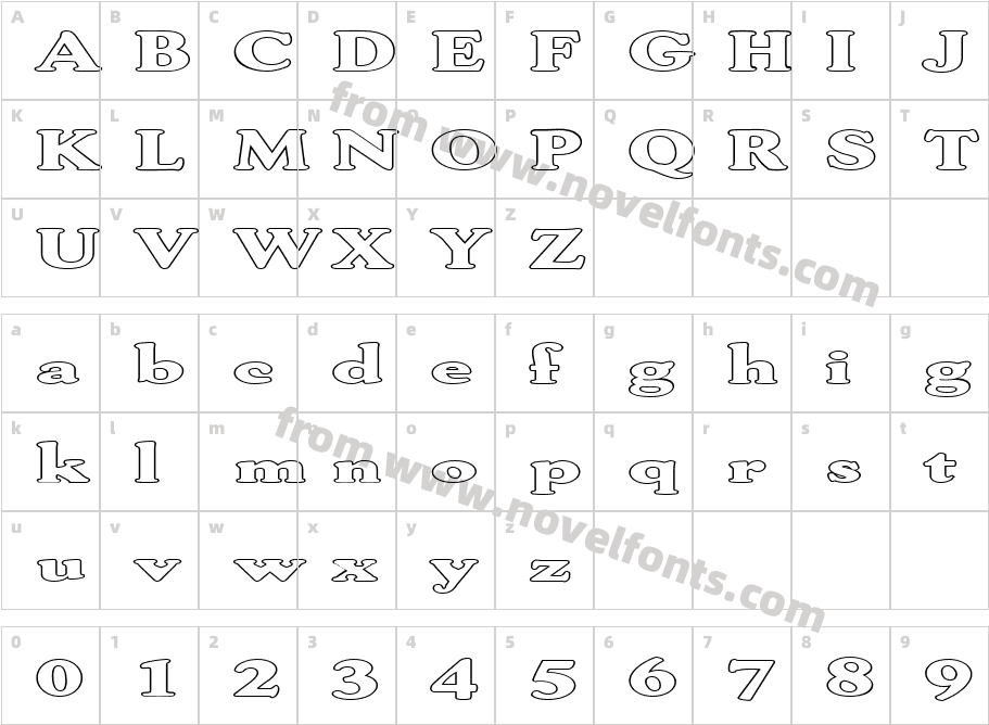 FZ ROMAN 30 HOLLOW EXCharacter Map