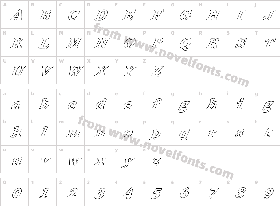 FZ ROMAN 32 HOLLOW ITALICCharacter Map