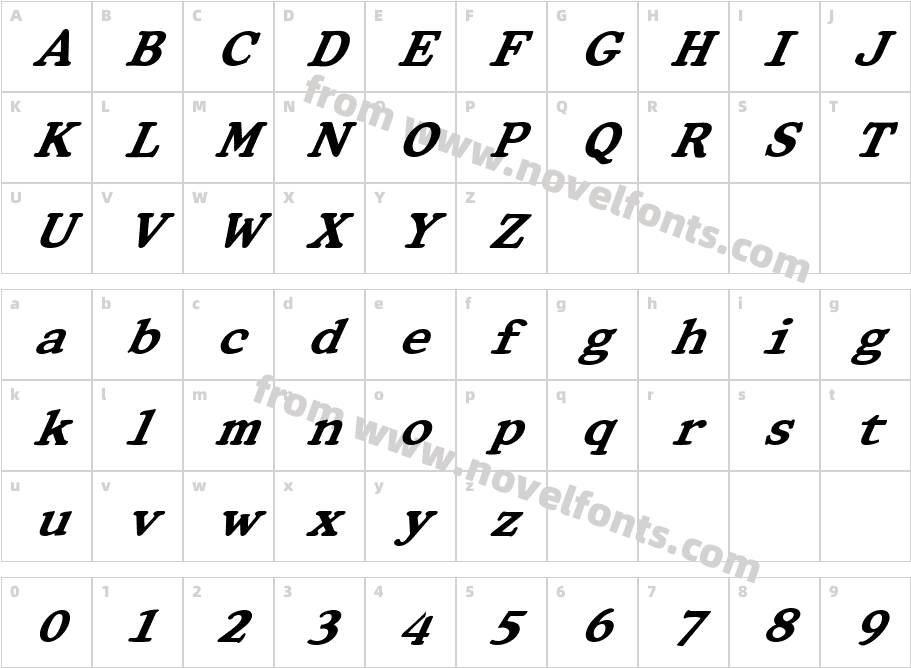 FZ ROMAN 32 ITALICCharacter Map