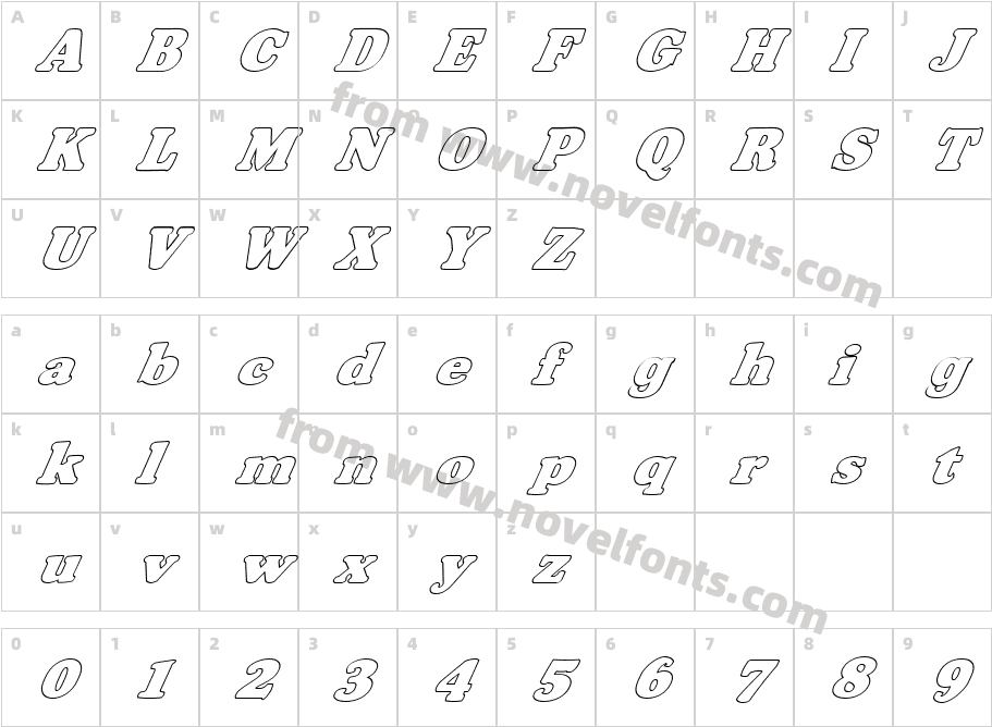 FZ ROMAN 35 HOLLOW ITALICCharacter Map