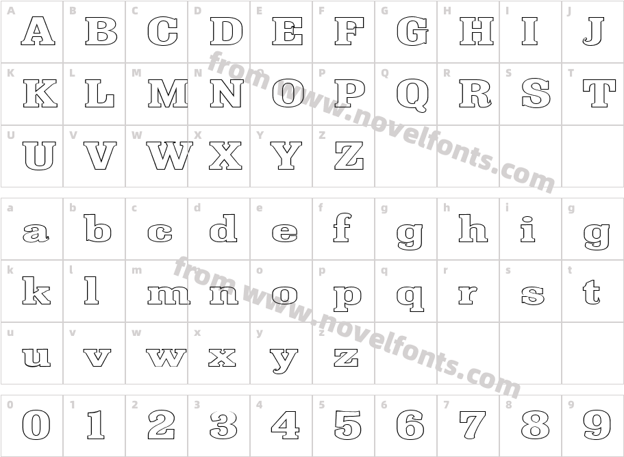 FZ ROMAN 36 HOLLOW EXCharacter Map