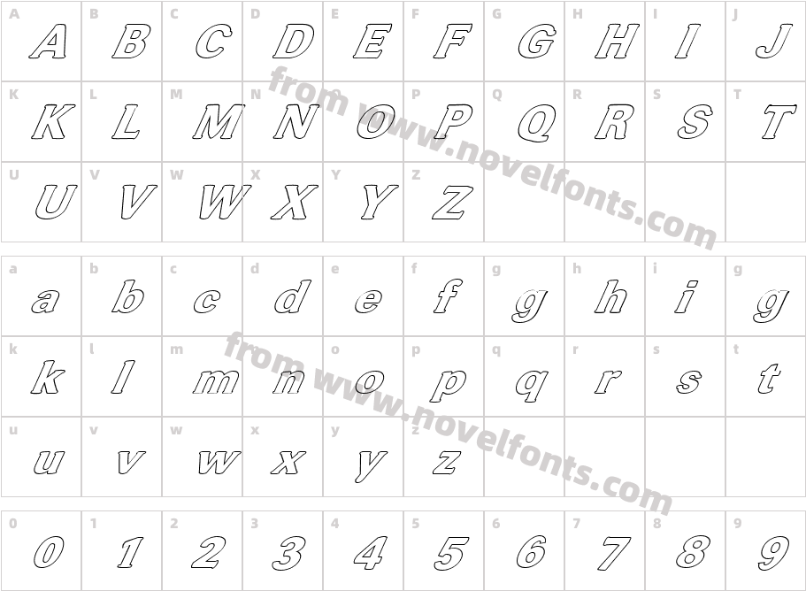 FZ ROMAN 37 HOLLOW ITALICCharacter Map