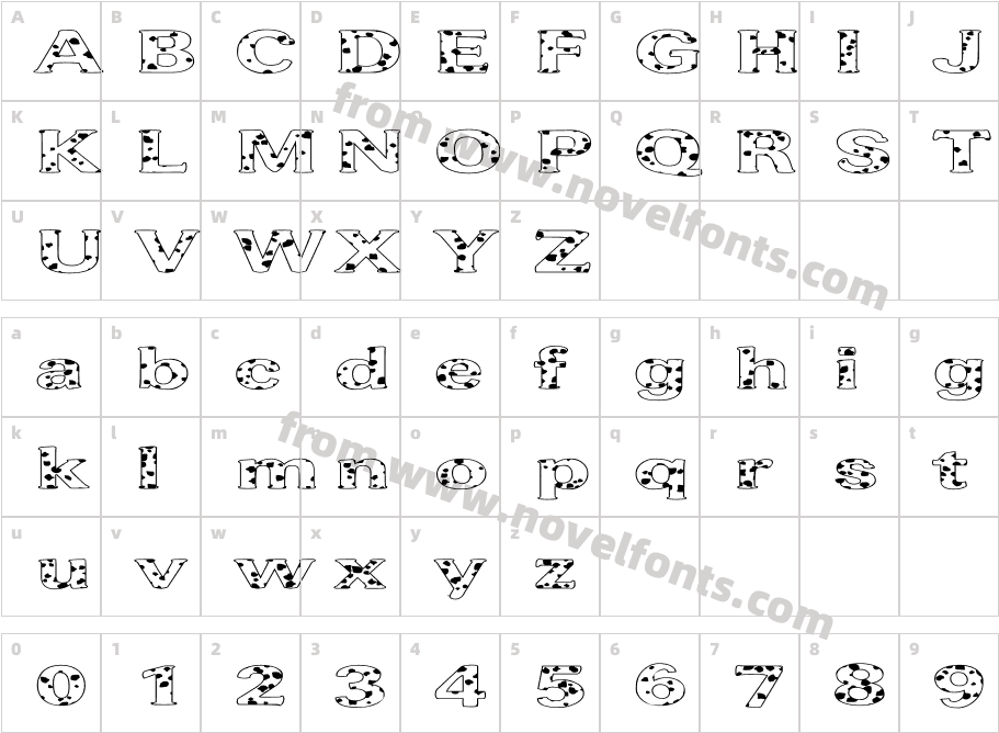 FZ ROMAN 37 SPOTTED EXCharacter Map