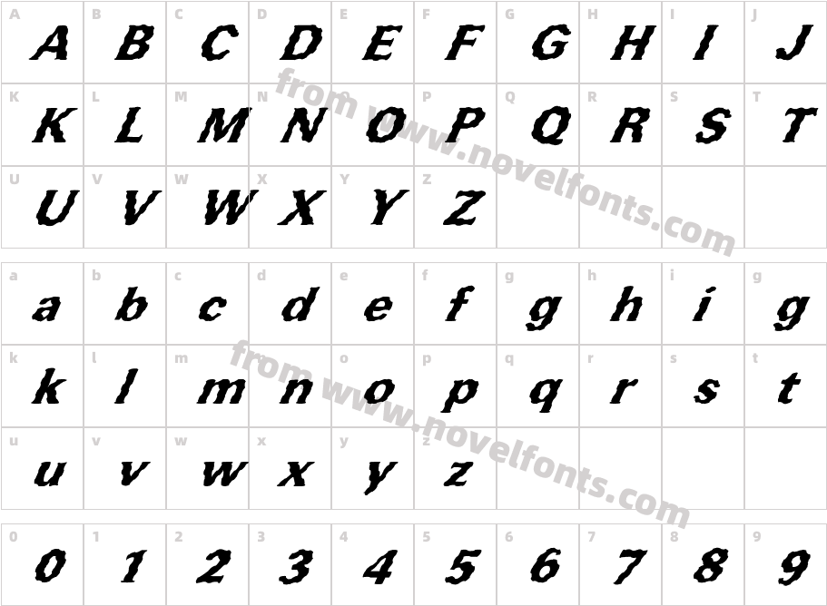 FZ ROMAN 37 WAVEY ITALICCharacter Map