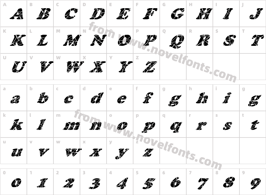 FZ ROMAN 4 CRACKED ITALICCharacter Map