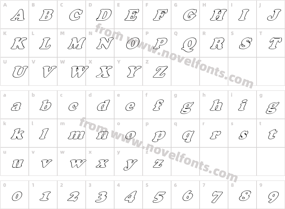 FZ ROMAN 4 HOLLOW ITALICCharacter Map