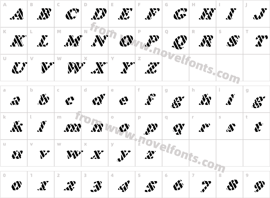 FZ ROMAN 4 STRIPED ITALICCharacter Map