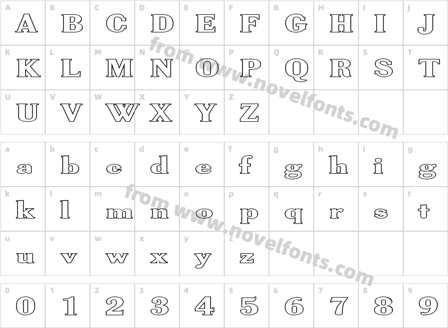 FZ ROMAN 40 HOLLOW EXCharacter Map