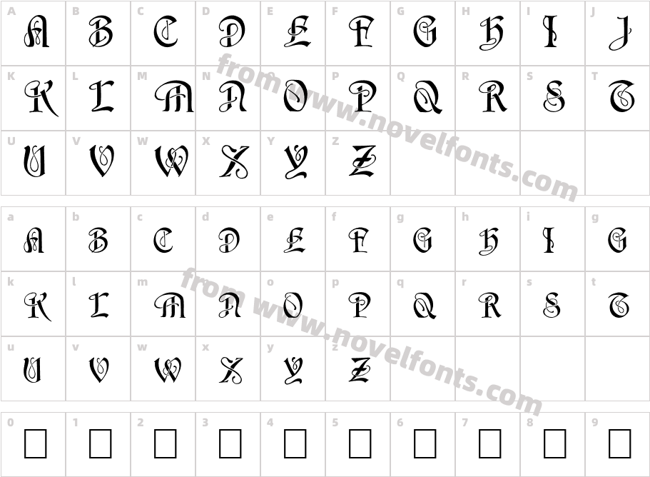 FZ SCRIPT 14Character Map