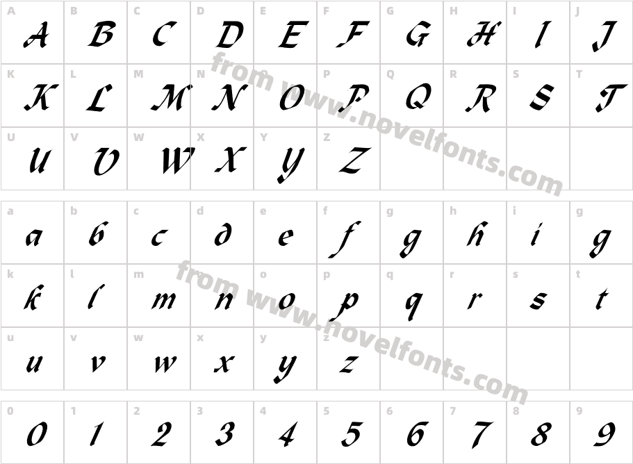 FZ SCRIPT 3 ITALICCharacter Map