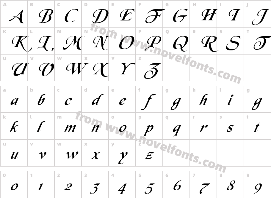 FZ SCRIPT 7 ITALICCharacter Map