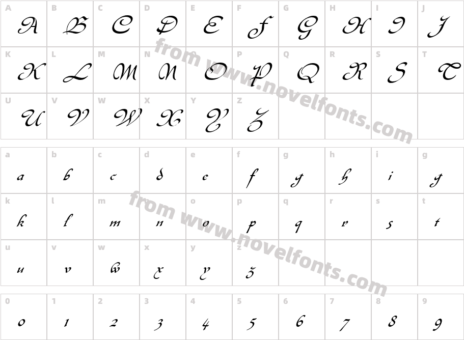 FZ SCRIPT 8 ITALICCharacter Map