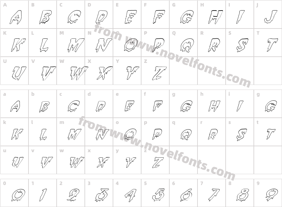 FZ UNIQUE 10 HOLLOW ITALICCharacter Map