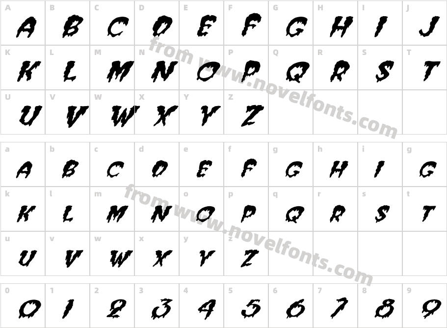 FZ UNIQUE 10 MANGLED ITALICCharacter Map