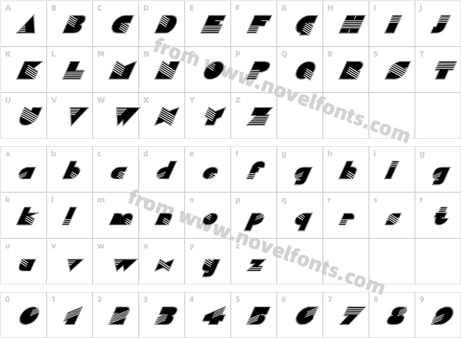 FZ UNIQUE 11 CONTOUR ITALICCharacter Map