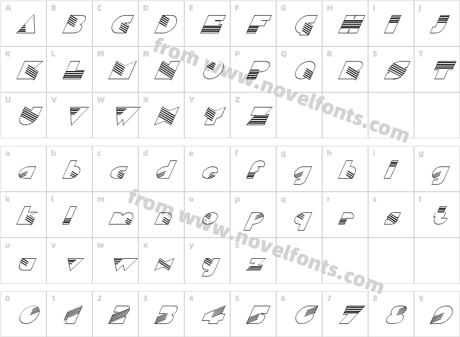 FZ UNIQUE 11 HOLLOW ITALICCharacter Map