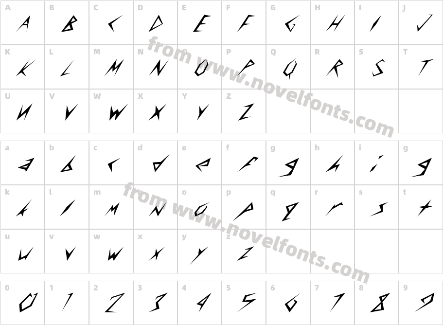 FZ UNIQUE 17 ITALICCharacter Map