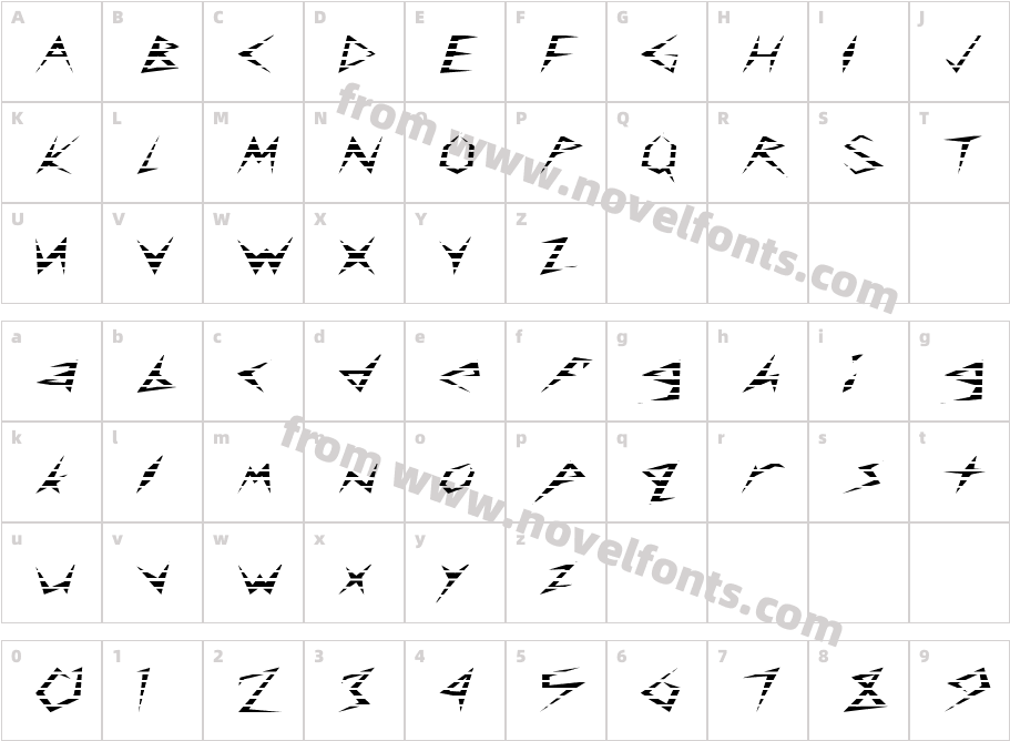 FZ UNIQUE 17 STRIPED EXCharacter Map