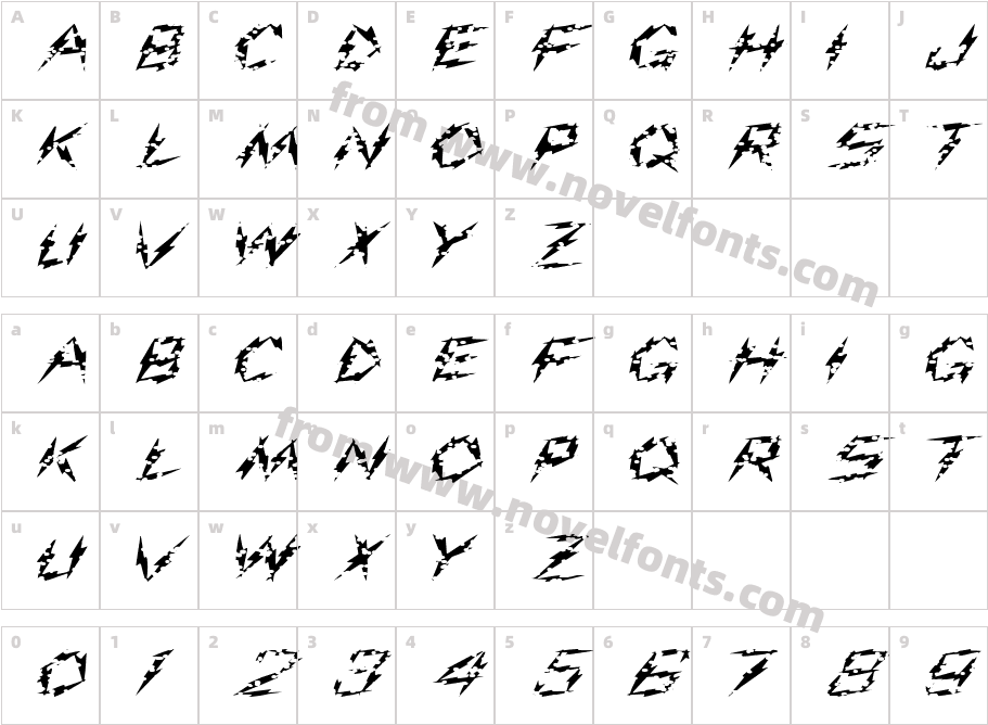 FZ UNIQUE 19 HOLEY EXCharacter Map