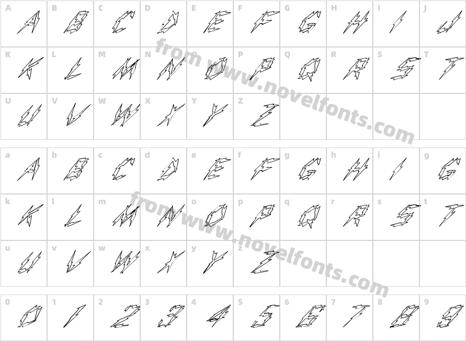 FZ UNIQUE 19 HOLLOW ITALICCharacter Map