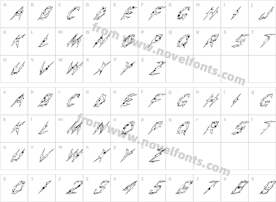 FZ UNIQUE 19 SPOTTED ITALICCharacter Map