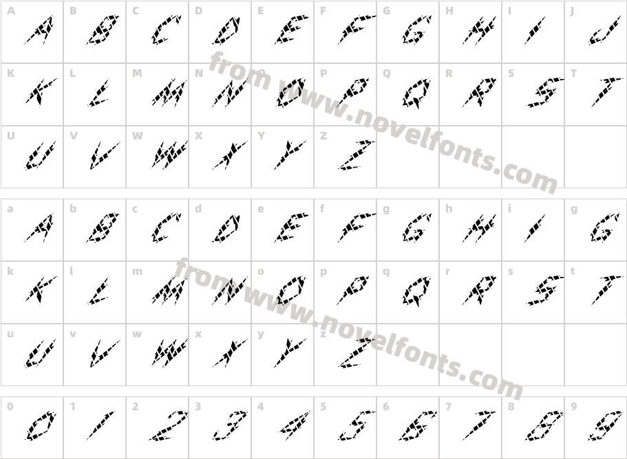 FZ UNIQUE 19 STRIPED ITALICCharacter Map