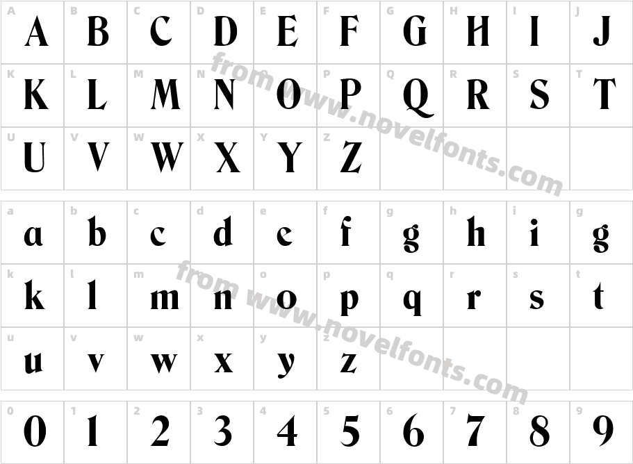 Bernase RegularCharacter Map