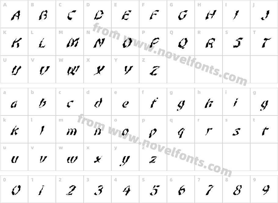 FZ UNIQUE 22 WAVEY ITALICCharacter Map