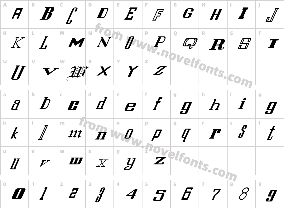 FZ UNIQUE 24 ITALICCharacter Map