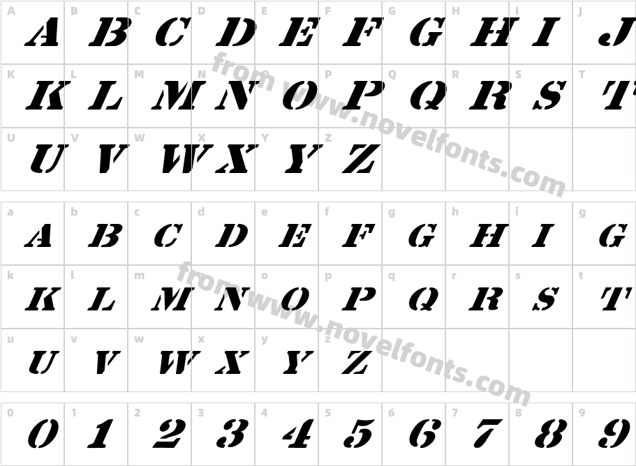 FZ UNIQUE 25 ITALICCharacter Map