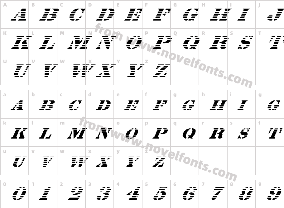 FZ UNIQUE 25 STRIPED ITALICCharacter Map