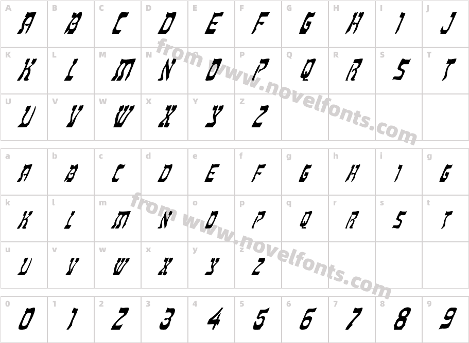 FZ UNIQUE 27 ITALICCharacter Map