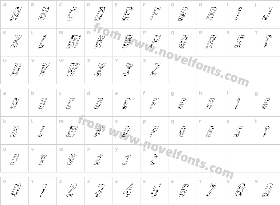 FZ UNIQUE 27 SPOTTED ITALICCharacter Map