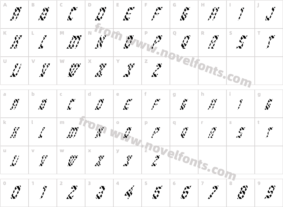 FZ UNIQUE 27 STRIPED ITALICCharacter Map