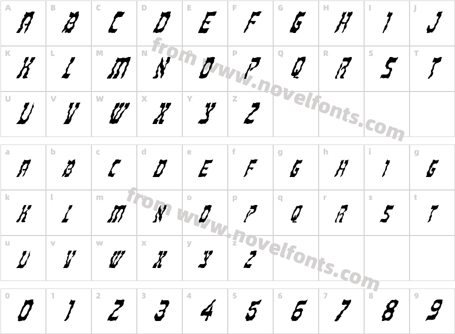 FZ UNIQUE 27 WAVEY ITALICCharacter Map