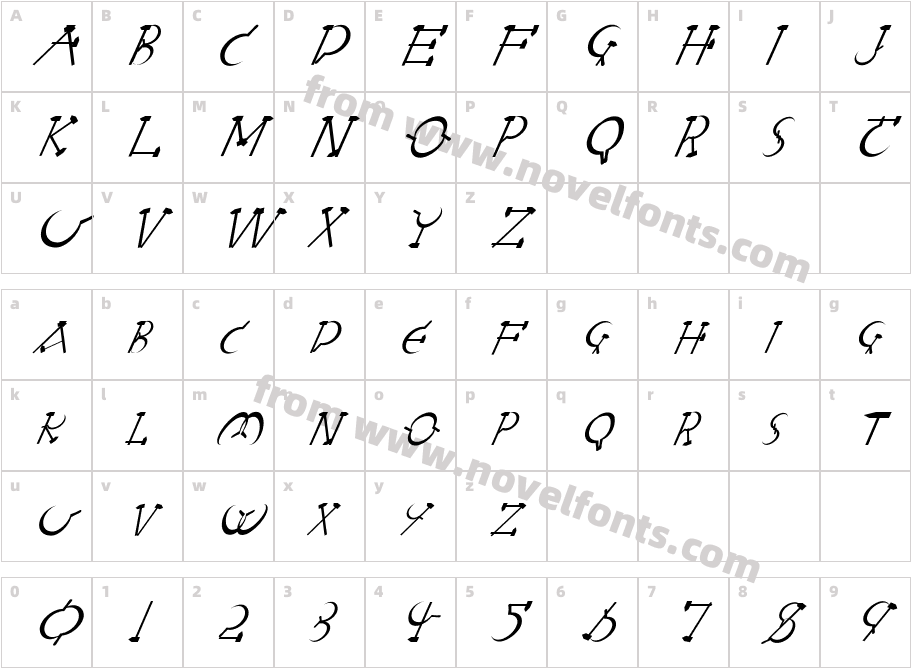 FZ UNIQUE 28 ITALICCharacter Map