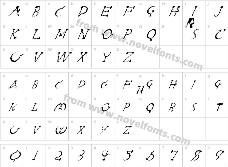 FZ UNIQUE 28 WAVEY ITALICCharacter Map